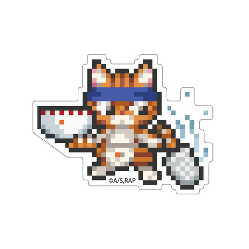 『ラーメン赤猫』ドット絵イラスト ダイカットステッカー 文蔵